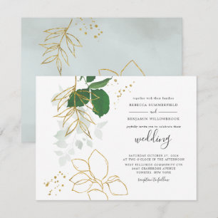 Convite Eucalyptus Greenery Dourado Deixa Casamento Botân