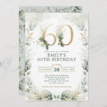 Convite Eucalyptus Greenery Dourado Garden 60º Aniversário<br><div class="desc">Elegante convite de 60 anos para botânicos,  com uma bela aquarela verde em verde-sábio e ouro</div>