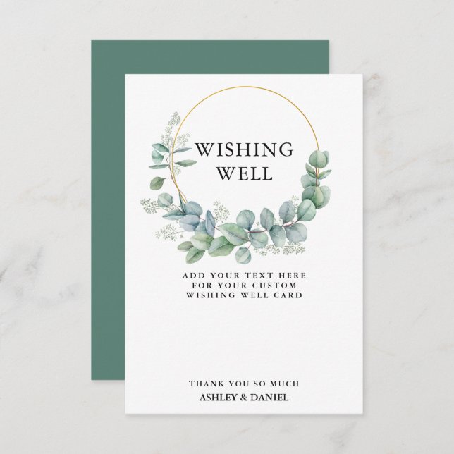 Convite Eucalyptus Greenery Dourado Wishing Welcard (Frente/Verso)