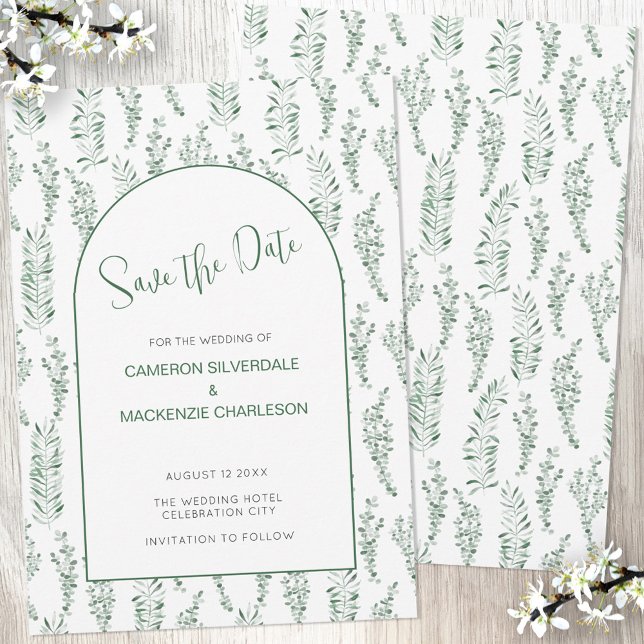 Convite Eucalyptus Greenery Elegant Salve a Data Casamento (Criador carregado)