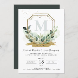 Convite Eucalyptus Greenery Elegante Casamento Dourado