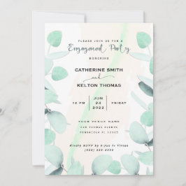 Convite Eucalyptus Greenery Festa de noivado simples