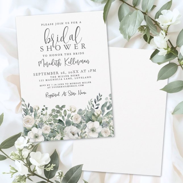 Convite Eucalyptus Greenery Floral Bridal Shower (Eucalyptus Greenery Floral Bridal Shower Invitation)