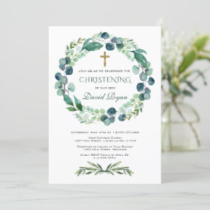 Convite Eucalyptus Greenery Foliage Wreath Christening