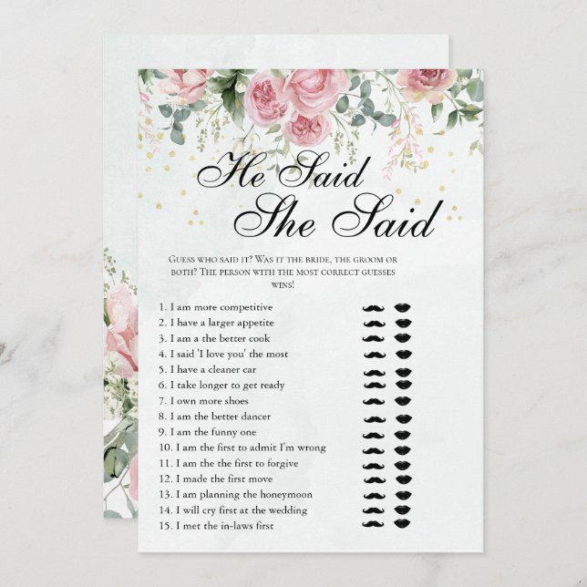 Convite Eucalyptus Greenery Gold Leaves Bridal Shower game (Frente/Verso)