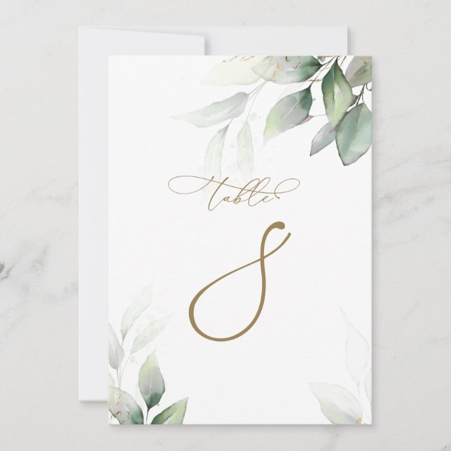 Convite Eucalyptus Greenery Mesa 8 Número da Mesa Casada (Frente)