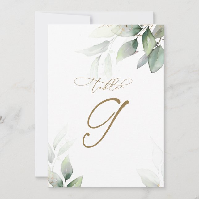 Convite Eucalyptus Greenery Mesa 9 Número da Mesa Casada (Frente)