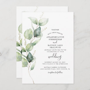 Convite Eucalyptus Greenery Modern Wedding