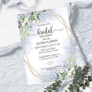 Convite Eucalyptus Greenery Partido Geométrico Bridal Tea