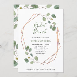 Convite Eucalyptus Greenery | Rosa Dourado Geo Bridal Brun