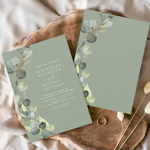 Convite Eucalyptus Greenery Sage Casamento Elegante Verde