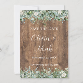 Convite Eucalyptus Greenery Save the Date Card | Rustic