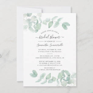 Convite Eucalyptus Greenery Script Chá de panela Botânico
