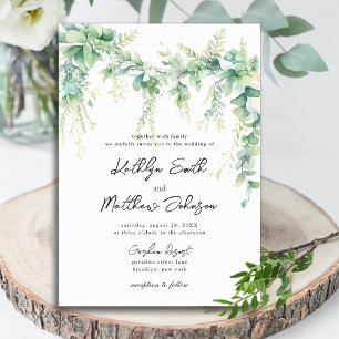 Convite Eucalyptus Greenery Script Modern Garden Casamento
