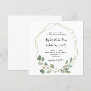 Convite Eucalyptus Greenery Simples   Casamento Geométric