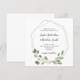 Convite Eucalyptus Greenery Simples | Casamento Geométrico