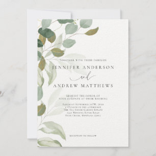 Convite Eucalyptus Greenery Succulent Elegant Wedding Invi