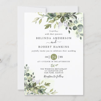 Convite Eucalyptus Greenery Succulent Wedding