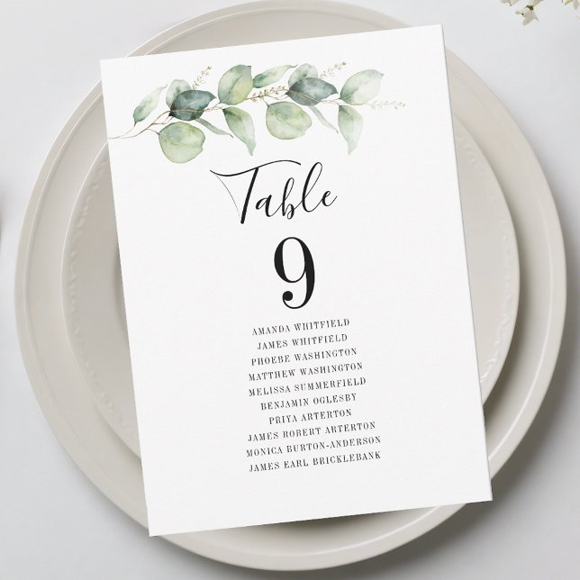 Convite Eucalyptus Greenery Tabela Número 9 Casamento (Eucalyptus Greenery Table Number 9 Wedding Seating)