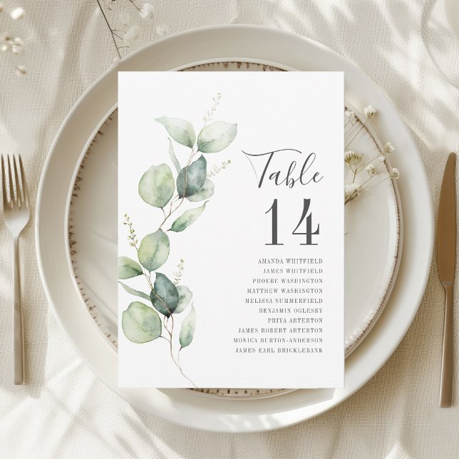 Convite Eucalyptus Greenery Table Number Casamento (Eucalyptus Greenery Table Number Wedding Seating)