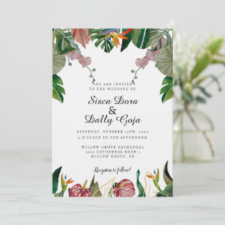 Convite Eucalyptus Greenery, Tropical Floral