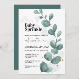 Convite Eucalyptus Greenery Watercolor Baby Sprinkle