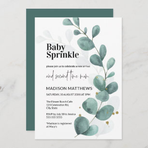 Convite Eucalyptus Greenery Watercolor Baby Sprinkle