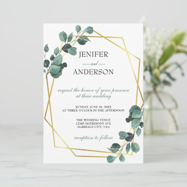 Convite Eucalyptus Greenery Wedding (Em pé/Frente)
