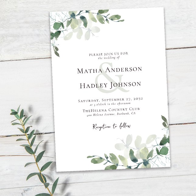 Convite Eucalyptus Greenery Wedding (Criador carregado)