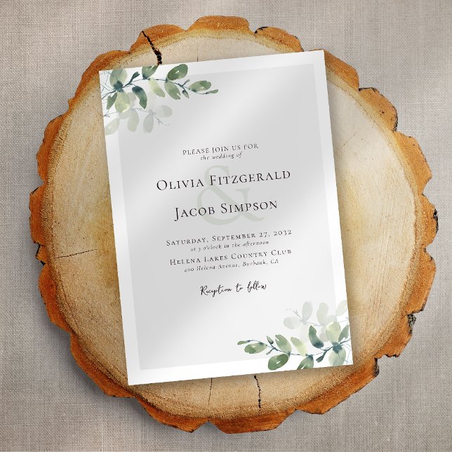 Convite Eucalyptus Greenery Wedding (Criador carregado)