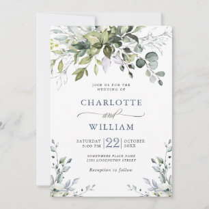 Convite Eucalyptus Greenery Wedding Inv Elegante
