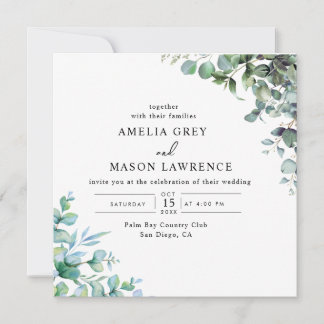 Convite eucalyptus greenery wedding Invitation