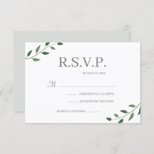 Convite Eucalyptus Greenery White Elegant Wedding RSVP
