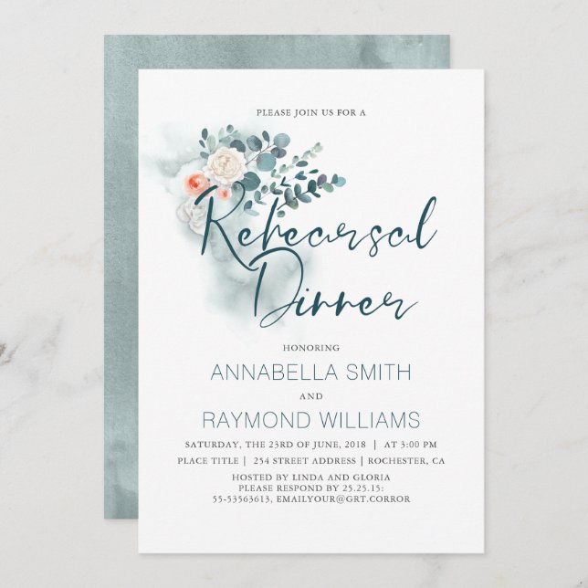 Convite Eucalyptus | Janto de ensaio em água verde (Frente/Verso)