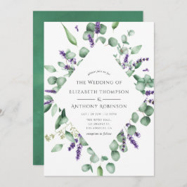 Convite Eucalyptus Lavanda Greenery Wedding