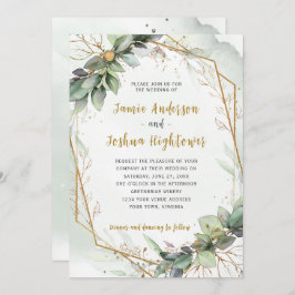 Convite Eucalyptus Ouro Greenery Wedding