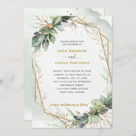 Convite Eucalyptus Ouro Greenery Wedding