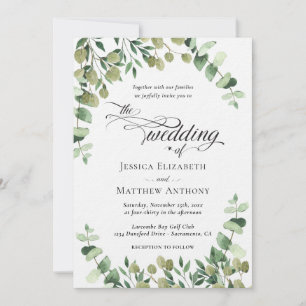 Convite Eucalyptus para Casamento Elegante