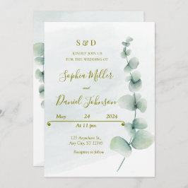 Convite Eucalyptus para Casamento Elegante