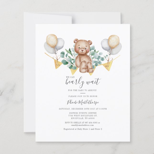 Convite Eucalyptus para Chá de fraldas de Urso Orç (Frente)