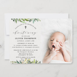 Convite Eucalyptus Photo Christening