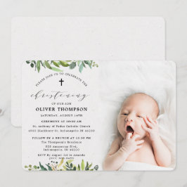 Convite Eucalyptus Photo Christening