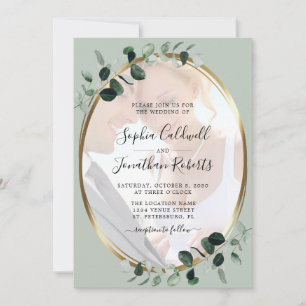Convite Eucalyptus Photo QR Code RSVP Sage Weding