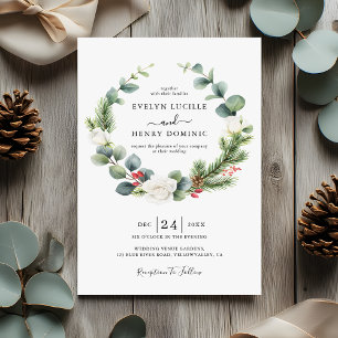 Convite Eucalyptus Pine Greenery Wreath Evergreen Weding