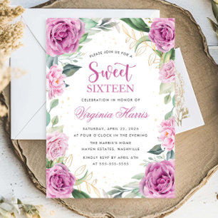 Convite Eucalyptus Purple Floral Sweet Sessenta E Dezessei
