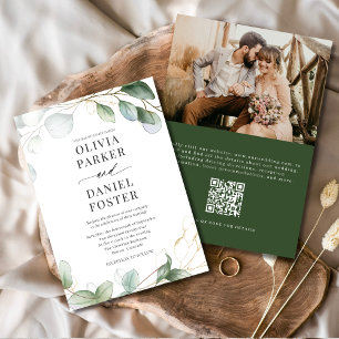 Convite Eucalyptus QR Code Foto Greenery Casamento