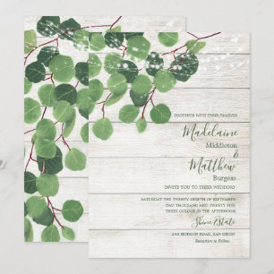 Convite Eucalyptus Rustic Madeira Deixa Casamento Simples