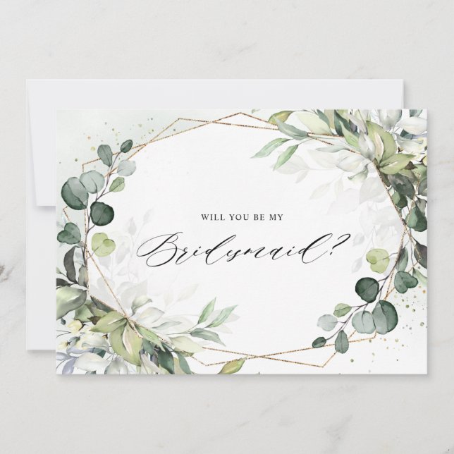 Convite Eucalyptus Sage Greenery Bridesmaid Proposta (Frente)