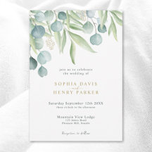 Eucalyptus Sage Watercolor Casamento Verde Invita