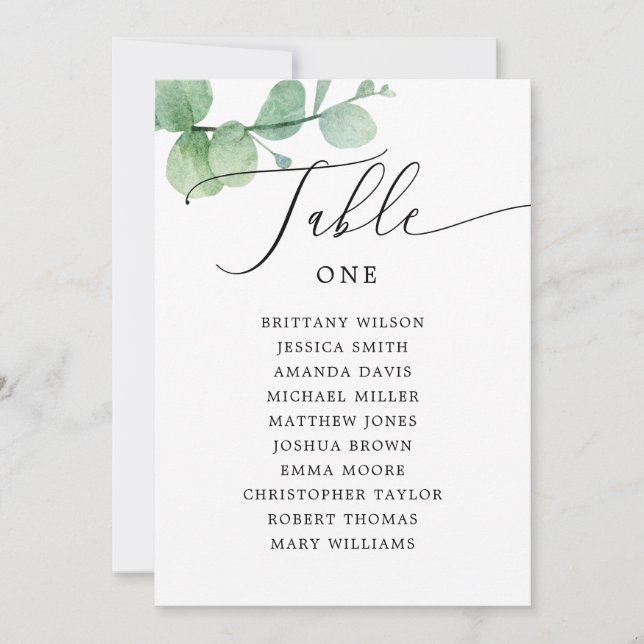 Convite Eucalyptus Seating Chart Sign | Outdoor Wedding (Frente)